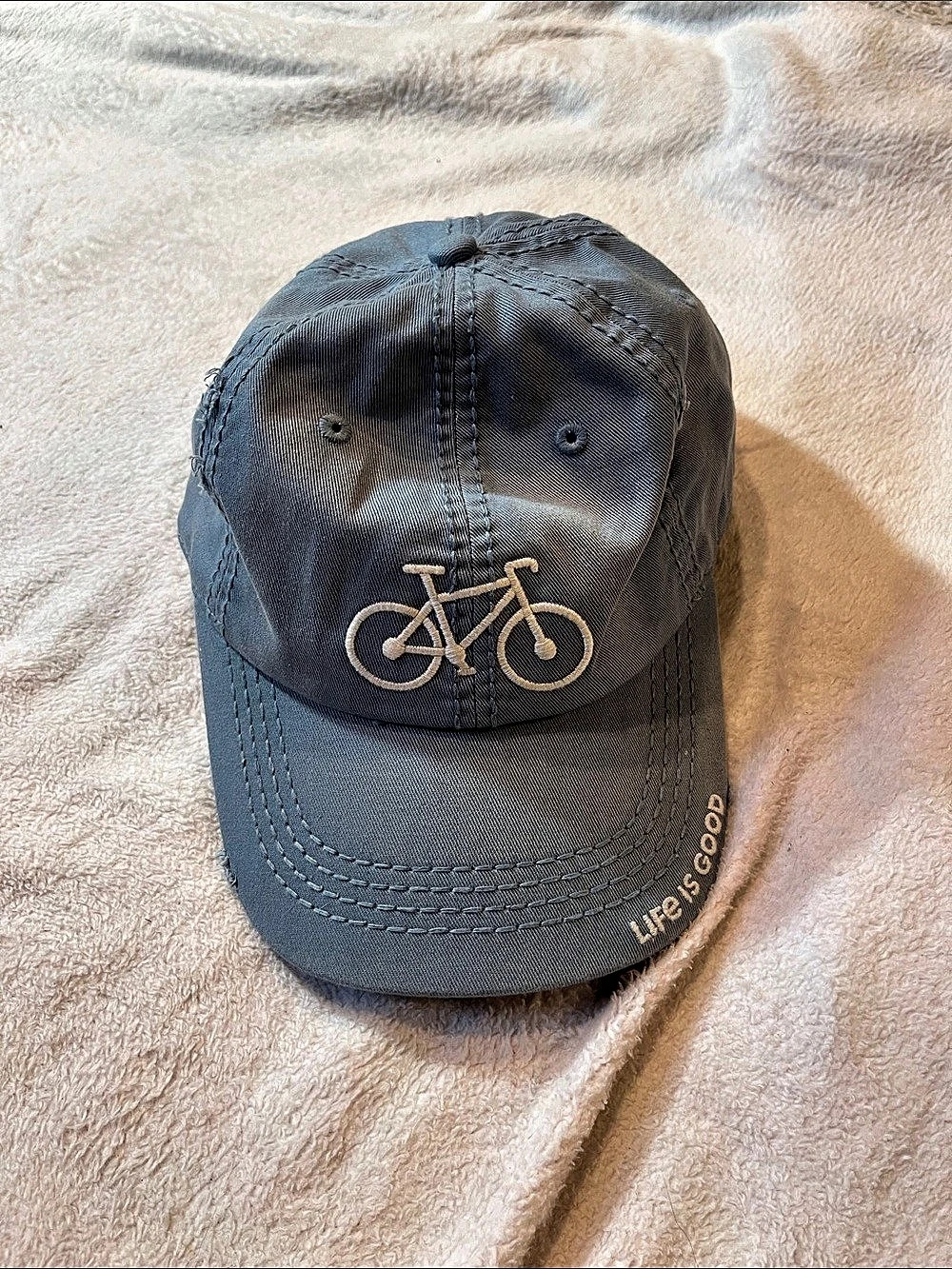 Life Is Good Bike More Worry Less Sunwashed Chill Cap Bicycle Embroidered